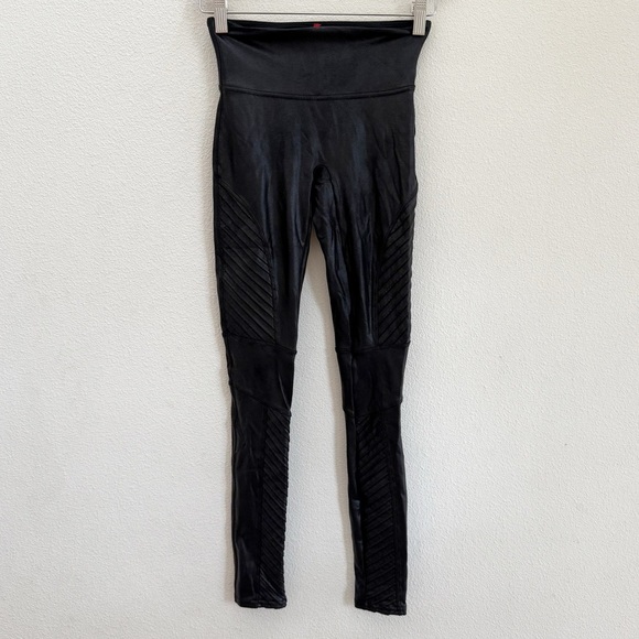 Spanx Faux Leather Moto Leggings XS - Picture 2 of 6